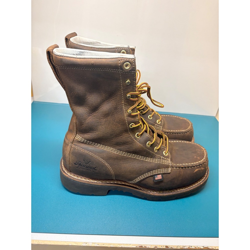 Thorogood American Heritage Mens 9.5D Brown Leather  Moc Steel Toe Lace Up Boots
